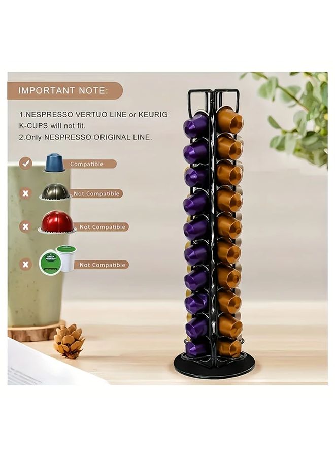 Black Coffee Capsule Storage Rack 360 Degree Spinning 40 Pod Organizer - Image 1